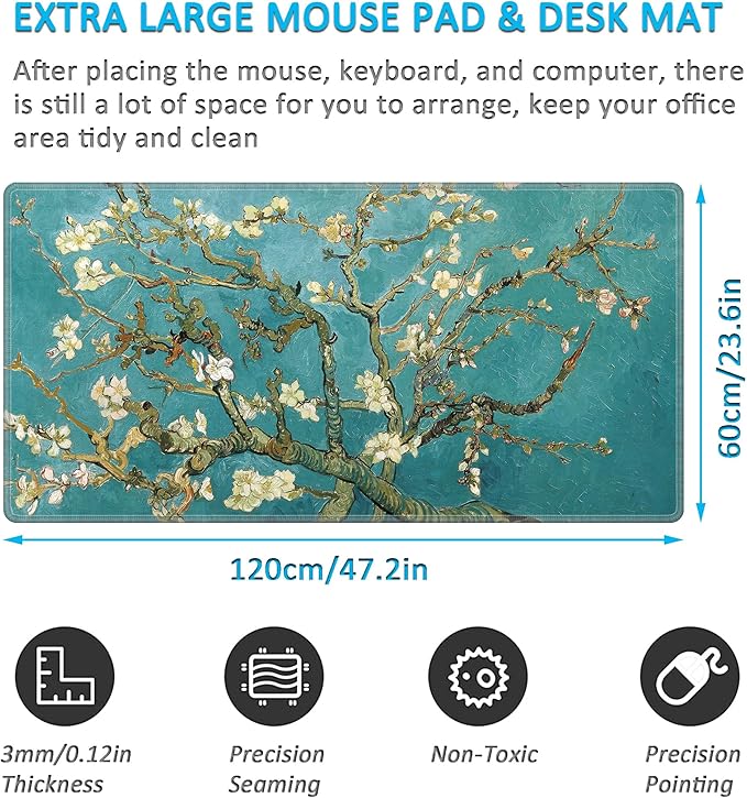 LL-COEUR XXL Landscape Gaming Mouse Pad Computer Keyboard Mat Office Desk Pad (Apricot 47.2 x 23.6 x 0.12)