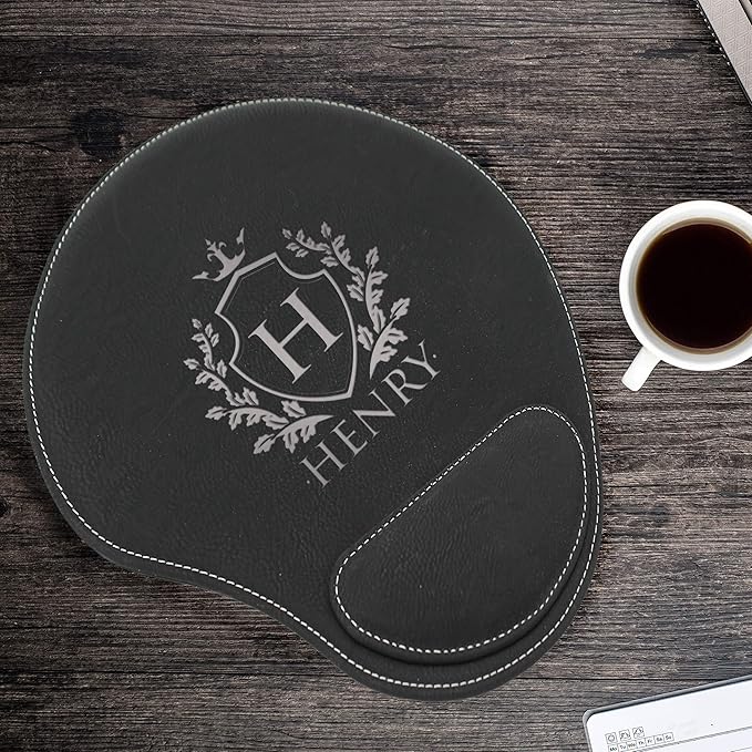 My Personal Memories Custom Engraved and Personalized Mouse Pad with Wrist Rest Desk Accessories (Black with Silver)