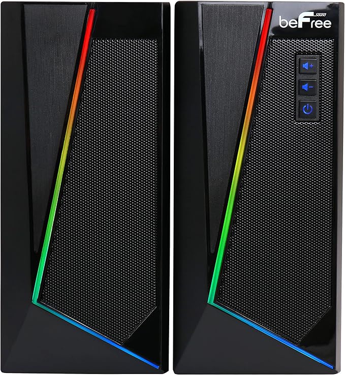 beFree Sound 2.0 Computer Gaming Speakers with LED RGB Lights Black