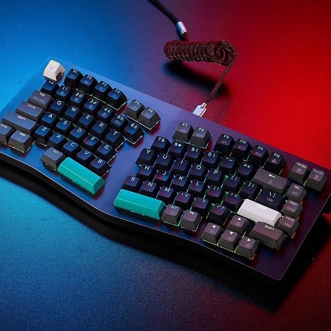Hexgears F2 - Aluminum Custom Mechanical Keyboard Split Alice 83 Key Layout Ergonomic Keyboard Hot Swappable Slient Linear Switch BT5.0/2.4GHz/USB-C RGB Backlit for Win/Mac (Gradient Silver)