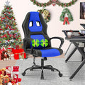 Gaming Chair Massage Office Chair Ergonomic Video Game Chairs Adjustable Reclining Computer Chair with Lumbar Support Armrest Headrest Task Rolling Swivel Chair Game Chair for Adult Teen Blue