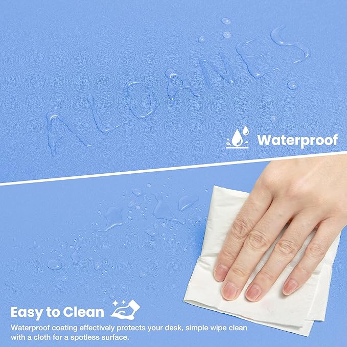 ALOANES Waterproof Mouse Pad XXXL Gaming Keyboard Pad with Anti-Slip Base Grain Jacquard Surface Extend Desk pad for Gamer Office &amp Home Blue Mousepad 35.4x 15.7x 0.12