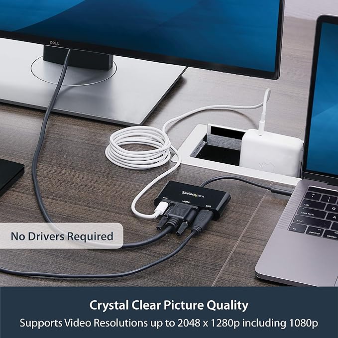 StarTech.com USB-C VGA Multiport Adapter - USB-A Port - with Power Delivery (USB PD) - USB C Adapter Converter - USB C Dongle