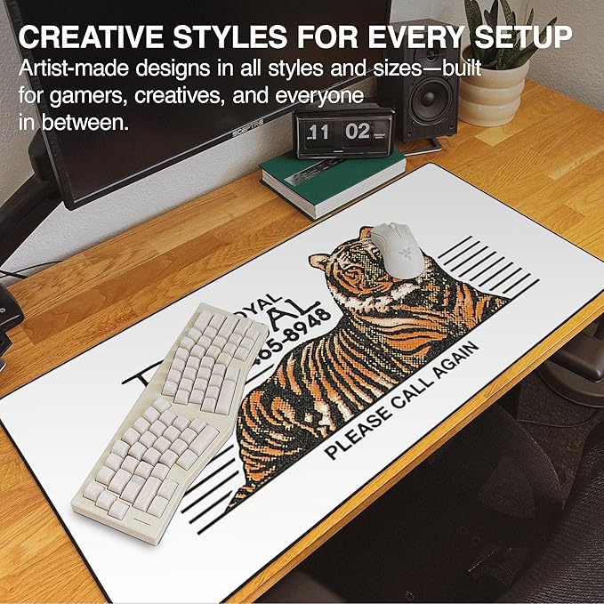 MPCO. Original Large Gaming Desk Mat – 36 x 17 Duraglyde OZGMX Royal Bengal Original Full Desk Mouse Pad for Smooth Precision – Non-Slip Washable Extra-Large PC Mouse Pad for Gaming Sessions