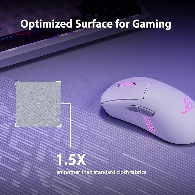 ASUS ROG Scabbard II Arctic Gray XXL Gaming Mouse Pad – 35.4” x 15.7” (Extended/XXL Size) Soft Cloth Surface Water/Oil/Dust-Resistant Anti-Fray Edges Non-Slip Base - Gray