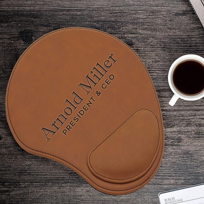 My Personal Memories Custom Engraved and Personalized Mouse Pad with Wrist Rest Desk Accessories (Rust)