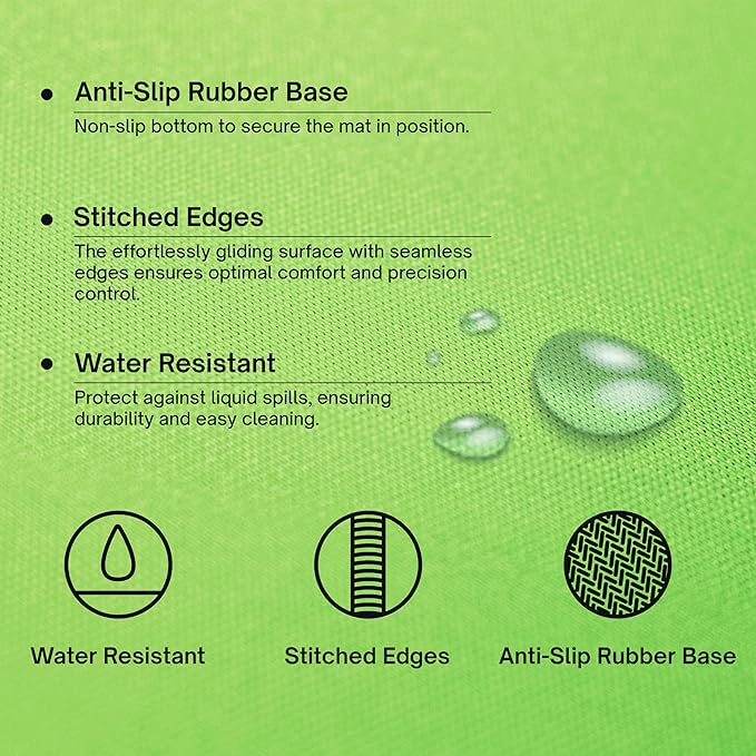 Pixio 2XLarge Green Screen Mouse Mat Chroma Key Durable Smooth Water-Resistant Polyester Surface Rubber Base Mouse Pad - for Gaming Streaming Filming Content Creation with a Clear Background
