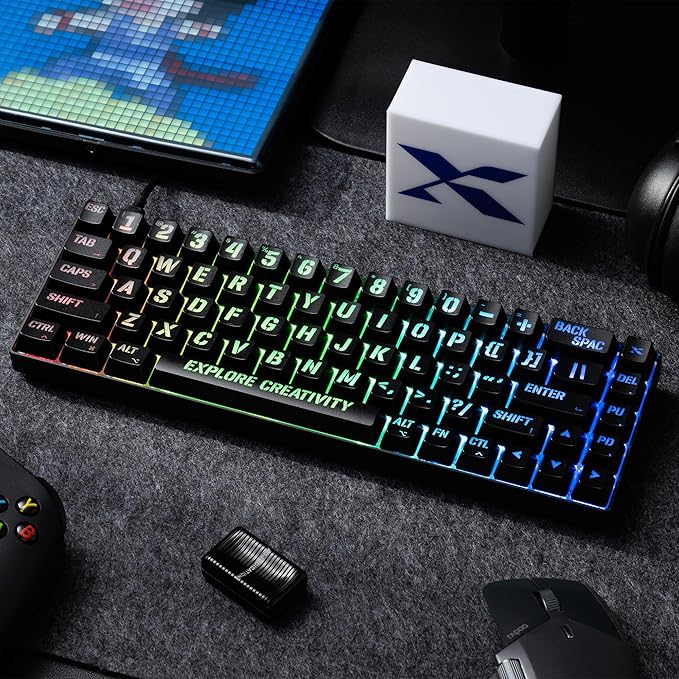 XVX HE68 Max Rapid Trigger Keyboard 60% PercentHall Effect Keyboard with Gateron Magnetic Jade Max SwitchCNC Aluminum Frame Custom Mechanical Key Board for PC/Laptop/Xbox/PS4/PS5Miami Theme Black