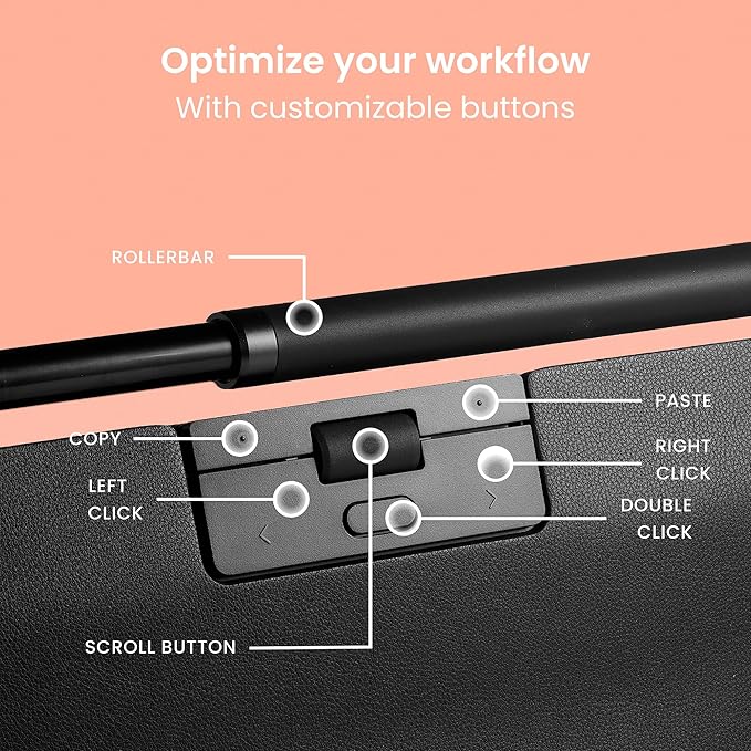 Contour RollerMouse Pro Ergonomic Central Rollerbar Design for Neck Shoulder &amp Wrist Pain Relief 6 Programmable Buttons 600-2800 DPI Productivity Plug &amp Play Mac &amp PC - Wireless - Exte
