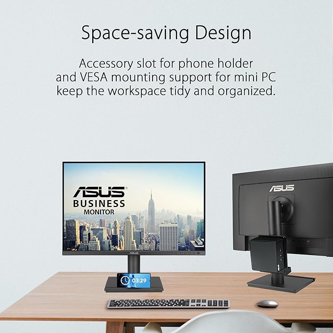 ASUS 24” Docking Monitor (BE248CFN) – WUXGA (1920x1200) IPS 100Hz Frameless USB-C Docking RJ45 Speakers Height Adjustable HDMI Daisy-Chain Eye Care Wall Mountable 3 yr Warranty