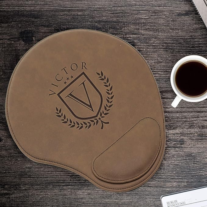 My Personal Memories Custom Engraved and Personalized Mouse Pad with Wrist Rest Desk Accessories (Brown)