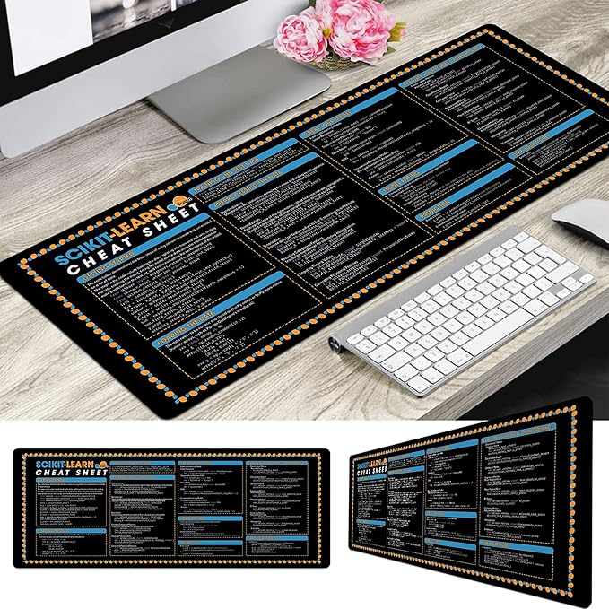 Scikit-Learn Cheat Sheet Mouse Pad Large Mouse Pad for Data Analyst Essential Computer Accessories for Study Work and Reference Purposes NVA