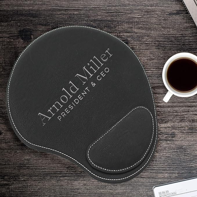 My Personal Memories Custom Engraved and Personalized Mouse Pad with Wrist Rest Desk Accessories (Black with Silver)