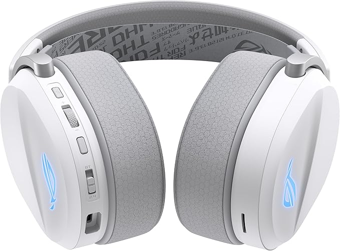 ASUS ROG Pelta Wireless Gaming Headset with Detachable Mic – Tri-Mode (BT 2.4GHz USB-C) 50mm Titanium-Plated Drivers 70Hr Battery Ergonomic Lightweight for PC PS5 PS4 Switch Mobile - White