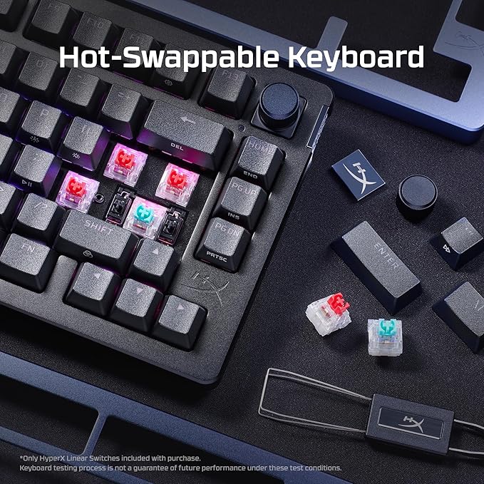 HyperX Alloy Rise 75 – Hot-Swappable 75% Mechanical Gaming Keyboard PC Ambient Light Sensor Gasket Mounted HyperX Linear Switches