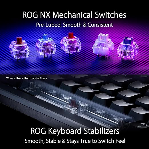 ASUS ROG Azoth Wireless Mechanical Gaming Keyboard – 75% TKL Tri-Mode Connectivity Hot Swappable Pre-lubed ROG NX Snow Linear Switches PBT Keycaps RGB OLED Display PC/Mac Support - White
