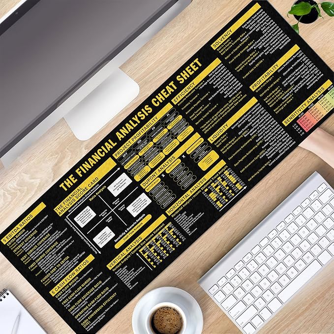 Financial Analysis Cheat Sheet Mouse Mat KMH Mouse Pad for Accountants Analysts Financial Knowledge Large Desk Mat Mousepad Essential Computer Accessories for Study Work and Reference Purposes