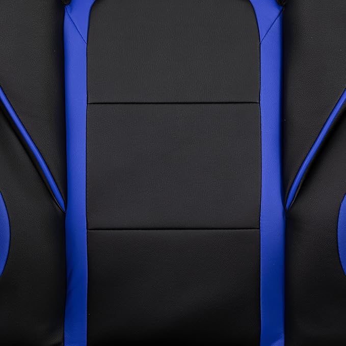Flash Furniture X40 Gaming Chair Racing Ergonomic Computer Chair with Fully Reclining Back/Arms Slide-Out Footrest Massaging Lumbar - Black/Blue