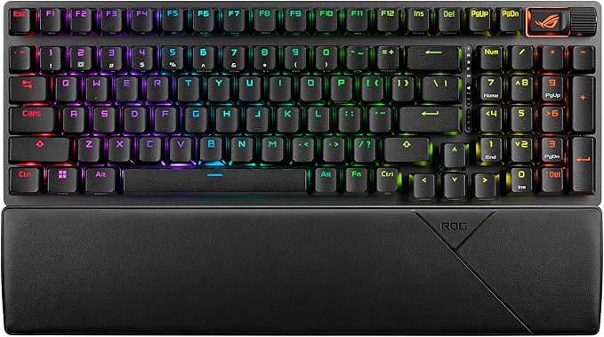 ASUS ROG Strix Scope II 96 Wireless Mechanical Gaming Keyboard – 96% Full-Size Tri-Mode Connectivity Hot Swappable Pre-lubed ROG NX Storm Clicky Switches PBT Keycaps RGB PC/Mac Support - Black