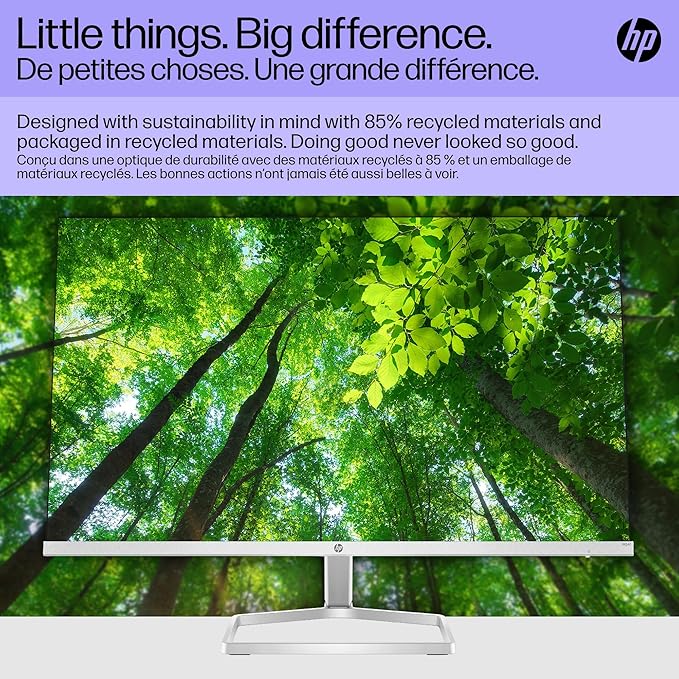 HP Series 5 524sf Monitor 94C17AA#ABA (Replaces M24f) 24 FHD IPS (1920x1080) Display 1x HDMI 1x VGA Flicker-Free Ideal for Home &amp Business Black/Silver
