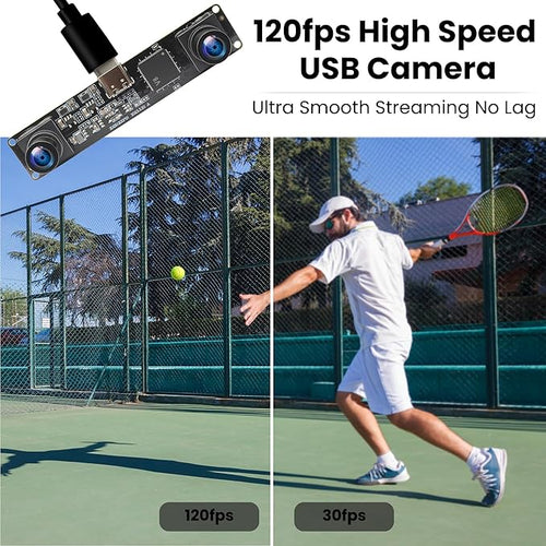 120fps 3D Stereo USB Camera Global Shutter 1200P Synchronization Dual Lens Module 90 Degree for PC Computer USB2.0 Plug and Play Face Recognition QR Codes Scanning