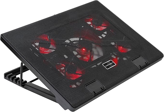 Mars Gaming MNBC2 Laptop Cooling Pad (Up to 17.3 Inches 5 Fans Red LED 2x USB 2.0 Black)