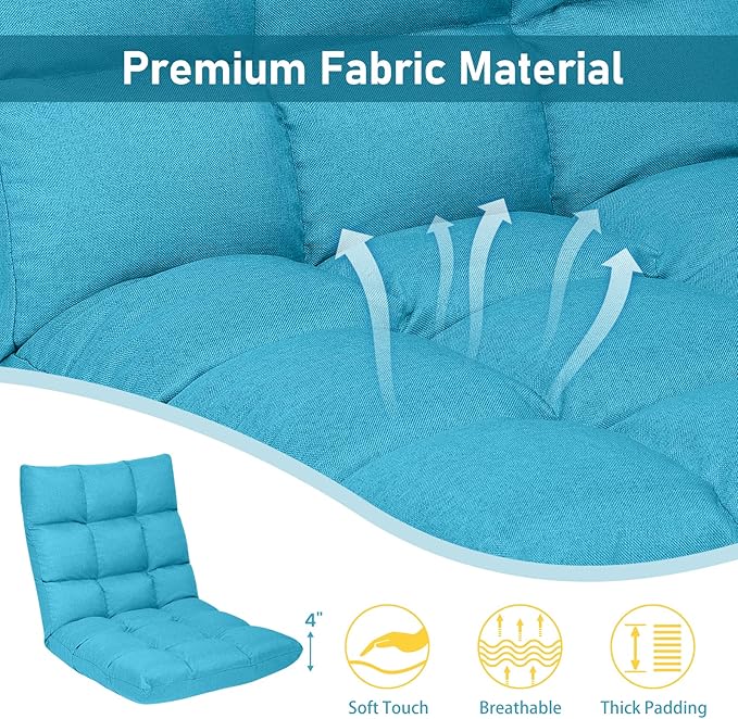 MAT EXPERT 14-Position Floor Chair Floor Gaming Chair w/Resilience Sponge Alloy Steel Frame Padded Bed Couch Recliner Floor Chair with Back Support for Reading Meditating (Peacock Blue)
