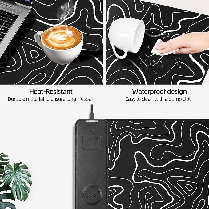 Mouse Pad with Wireless Charging Gaming Mouse Pad with Ultra-Smooth Surface Large XXL Desk Mat Non-Slip Mouse Mat Waterproof Computer Keyboard Pad for Gaming Desk Office PC 800x400x4MM Black