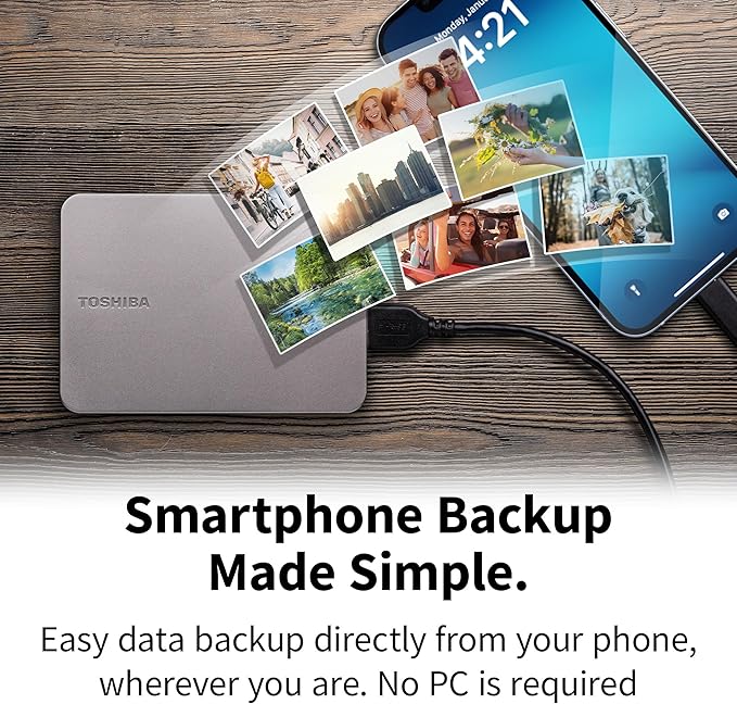 Toshiba Canvio Flex 1TB – Portable 2.5’’ External Hard Drive (HDD) for Mac Windows PC Smartphone and Tablet Use Compatible with Most USB-C and USB-A Devices Warm Silver (HDTX210ESCAA)