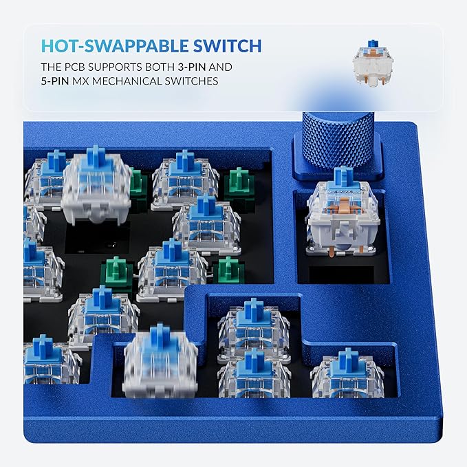 Keychron Q2 Wired 65% Layout Mechanical Keyboard with Knob &amp RGB - Hot-Swappable Gateron G Pro Blue Switch QMK/VIA Programmable Double Gasket Mount Aluminum Body for Mac/Windows/Linux (Blue)