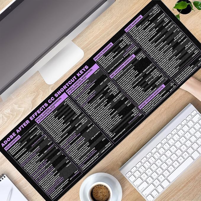 After Effects Cheat Sheet Mouse Pad Mouse Mat KMH Mousepad for Editors Producers Large Desk Mat Gift for Adobe AE Users Essential Computer Accessories for Study Work and Reference Purposes