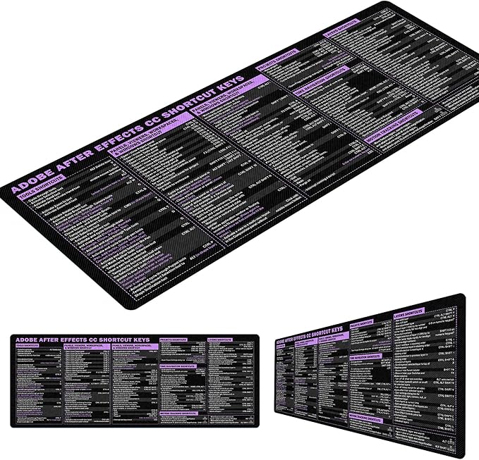After Effects Cheat Sheet Mouse Pad Mouse Mat KMH Mousepad for Editors Producers Large Desk Mat Gift for Adobe AE Users Essential Computer Accessories for Study Work and Reference Purposes