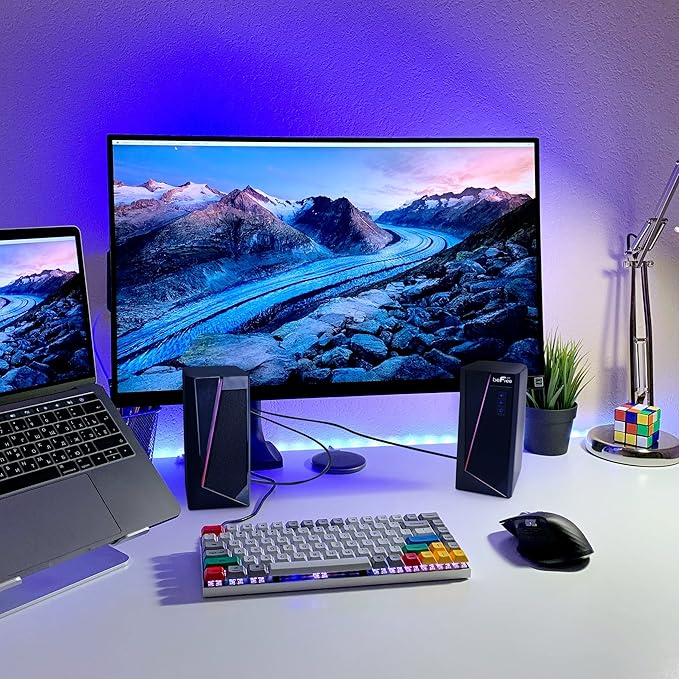 beFree Sound 2.0 Computer Gaming Speakers with LED RGB Lights Black