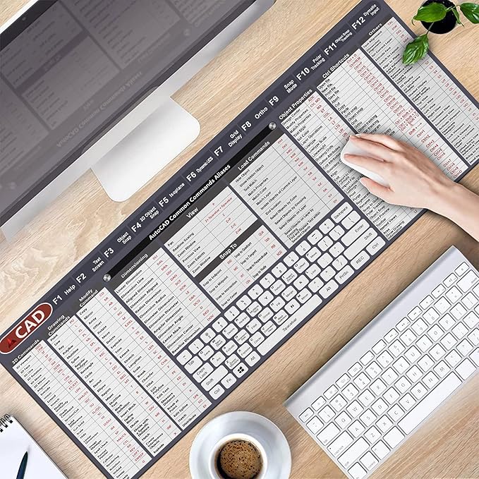 Engineer Architect Gifts Ultimate Auto cad Command Alia SES Shortcuts Mouse Mat Quick Command Reference for Auto cad Users MousepadGift for Architect Desk Mat Gaming Desk Mat KMH
