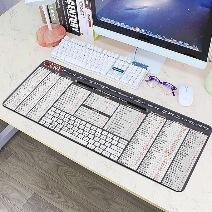 Engineer Architect Gifts Ultimate Auto cad Command Alia SES Shortcuts Mouse Mat Quick Command Reference for Auto cad Users MousepadGift for Architect Desk Mat Gaming Desk Mat KMH
