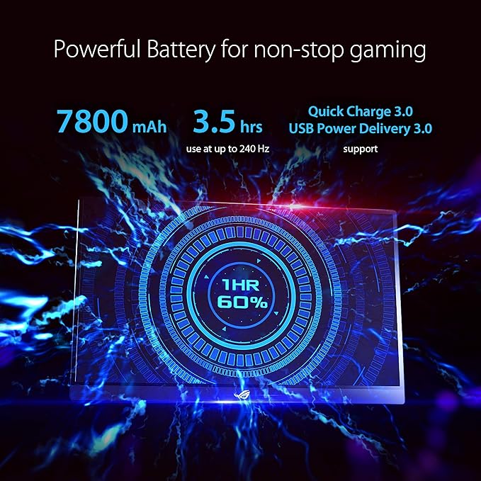 ASUS ROG Strix 17.3 1080P Portable Gaming Monitor (XG17AHP)-FHD IPS 240Hz Adaptive-Sync Built-in Battery ROG Bag Tripod Stand USB Type-C Micro HDMI for Laptop PC Console 3-Year Warranty