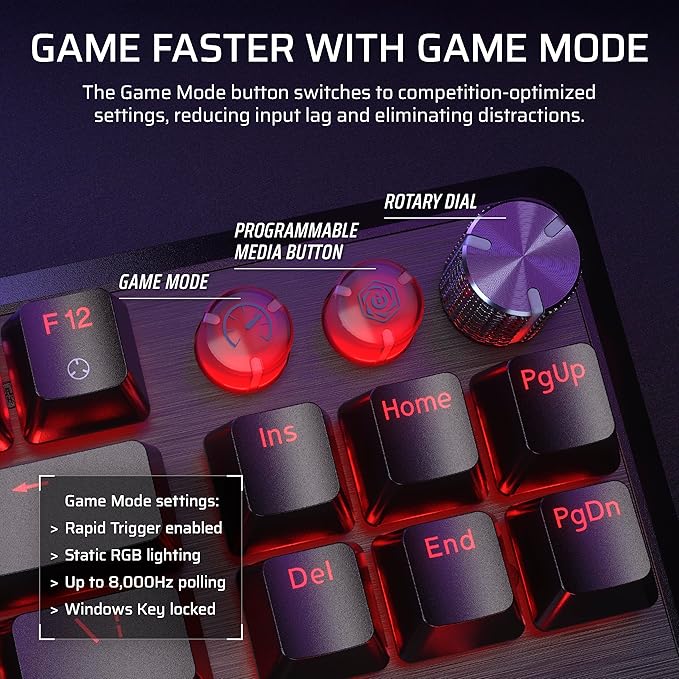 Corsair K70 PRO TKL RGB Tenkeyless Mechanical Wired Gaming Keyboard – Pre-Lubed Hall Effect MGX Hyperdrive Adjustable Switches Simultaneous SOCD and Rapid Trigger ABS Double-Shot QWERTY NA – Black