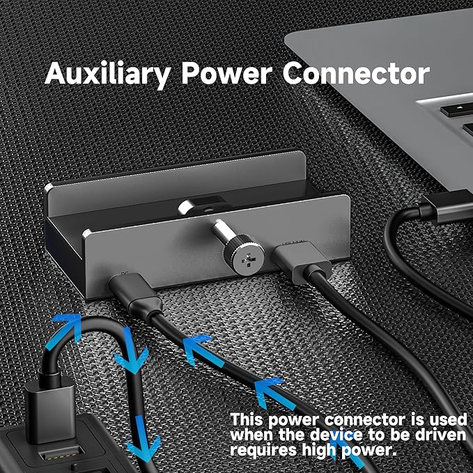 USB C Hub Clamp Aluminum 2-Port USB 3.0 USB C Data Port SD/TF Card Reader for 0.39''-1.18'' Thickness Desktop PC DesksMonitor Stand Desktop Powered USB Hub and Cell Phone Holder (Black)