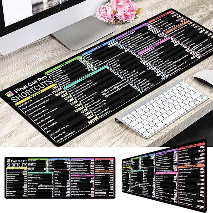 Final Cut Pro Shortcuts Cheat Sheet Mouse Mat KMH Mouse Pad for Mac Users Editors Creators Large Desk Mat Producer Mousepad Essential Computer Accessories for Study Work and Reference Purposes