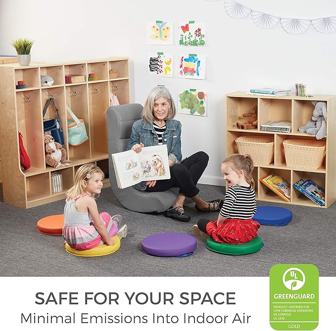 Factory Direct Partners Soft Ergonomic Horizontal Soft Floor Video Rocker - Cushioned Ground Chair Great for Reading Gaming or Watching TV for Kids Teens and Adults - Gray 10489-GY