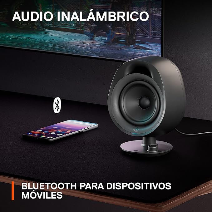 SteelSeries Arena 3 Full-Range 2.0 Gaming Speakers – Immersive Audio – On-Speaker Controls – 4-inch Speaker Drivers – Wired &amp Bluetooth – 3.5mm Aux – PC Mac Mobile – Adjustable Stand (Renewed)