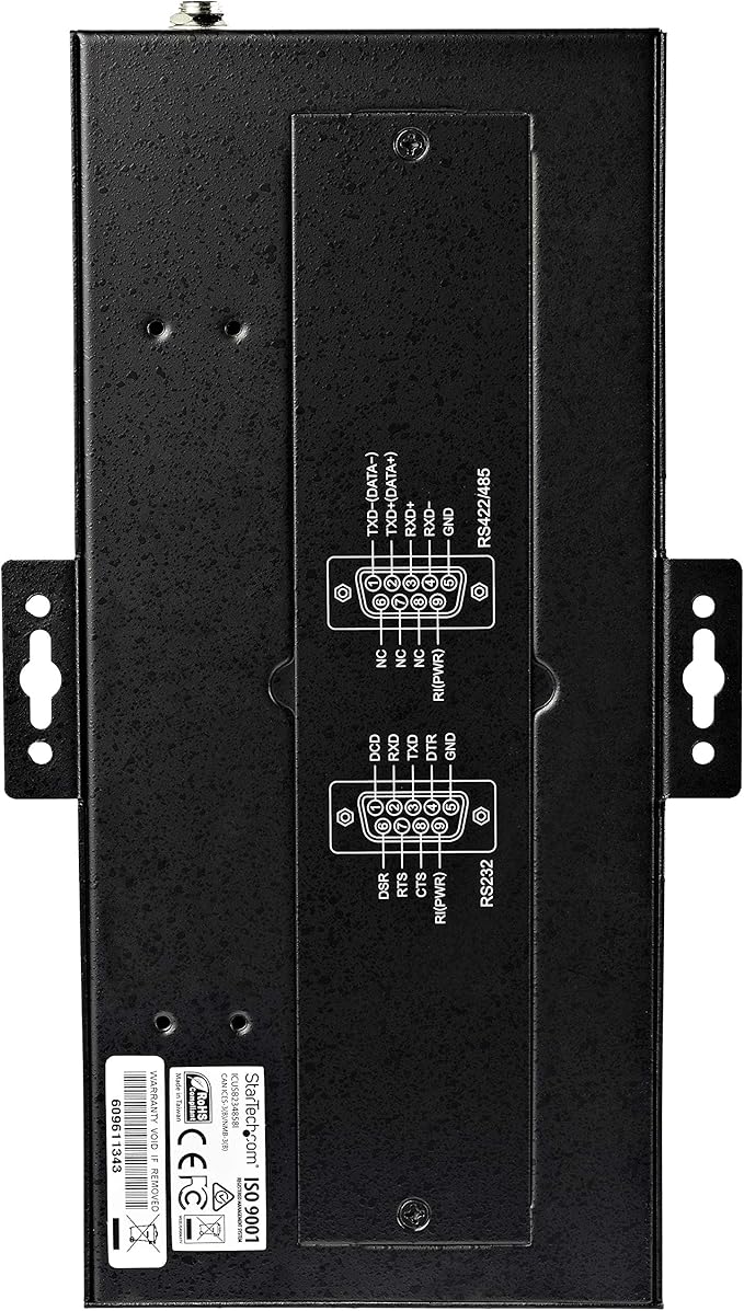 StarTech.com 8 Port Serial Hub USB to RS232/RS485/RS422 Adapter - Industrial USB 2.0 to DB9 Serial Converter Hub - IP30 Rated - Din Rail Mountable Metal Serial Hub - 15kV ESD Protection TAA