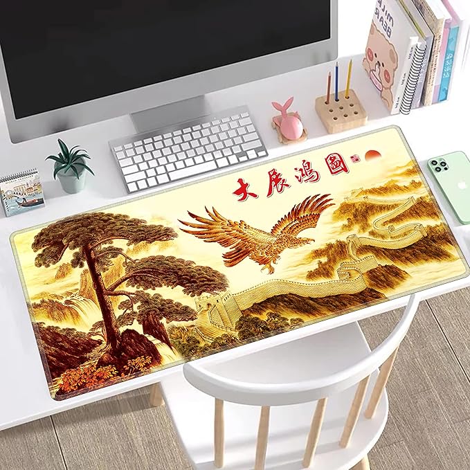 LL-COEUR XXL Landscape Gaming Mouse Pad Computer Keyboard Mat Office Desk Pad (Eagle 35.4 x 15.7 x 0.12)