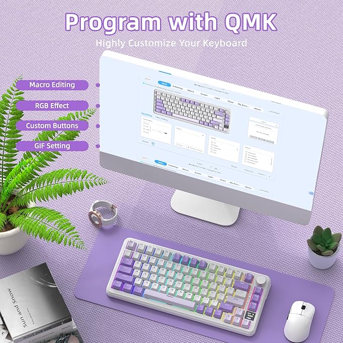MAGIC-REFINER Attack Shark X85PRO 75% Wireless Mechanical KeyboardTFT Smart Display&ampKnobBT/2.4G/Wired Custom Gaming KeyboardGasketHot-SwapRGBwith Pro Cable&amp5 Color PBT Keycapsfor PC/MAC