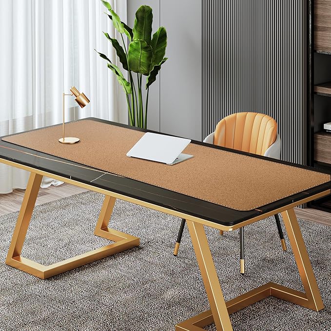 Mydours Extra Long 63 x 19.7 Desk Mat for Professionals - Cork Backing &amp PU Leather Surface Waterproof Computer Desk Protector with Gaming-Friendly Texture Ideal for Keyboards Office Accessor