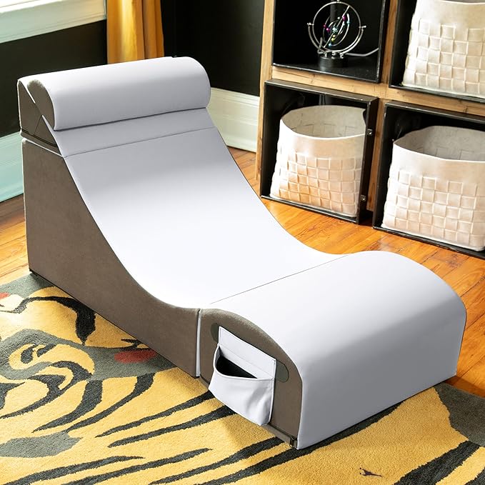Jaxx Flexx V-Tex Convertible 3 in 1 Gamer Chair Table &amp Ottoman w/Adjustable Headrest &amp Pocket - Vinyl Submarine Grey