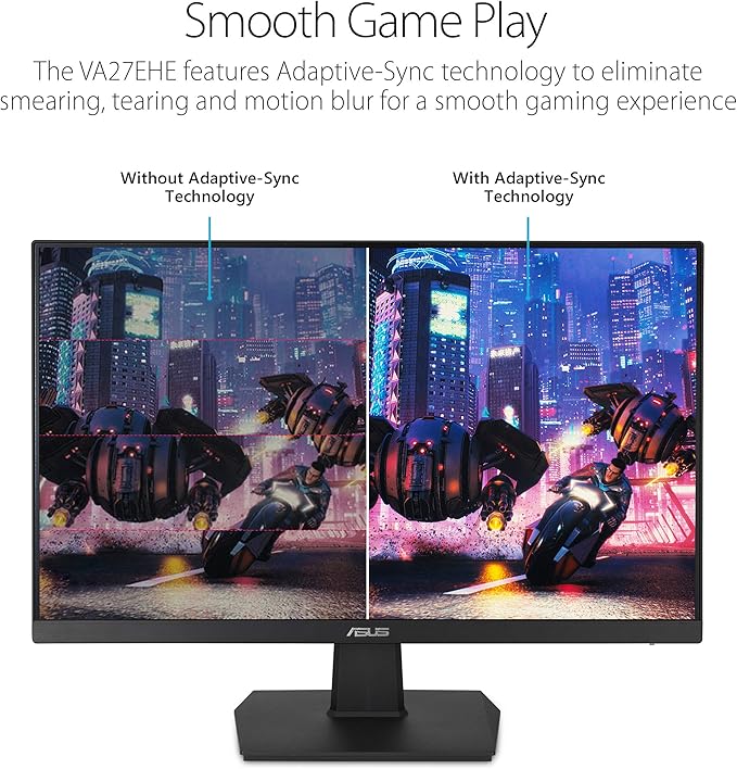 ASUS 27 Inch Desktop Monitor - Full HD (1920 x 1080) IPS 75Hz Adaptive-Sync HDMI D-Sub Frameless - VA27EHE