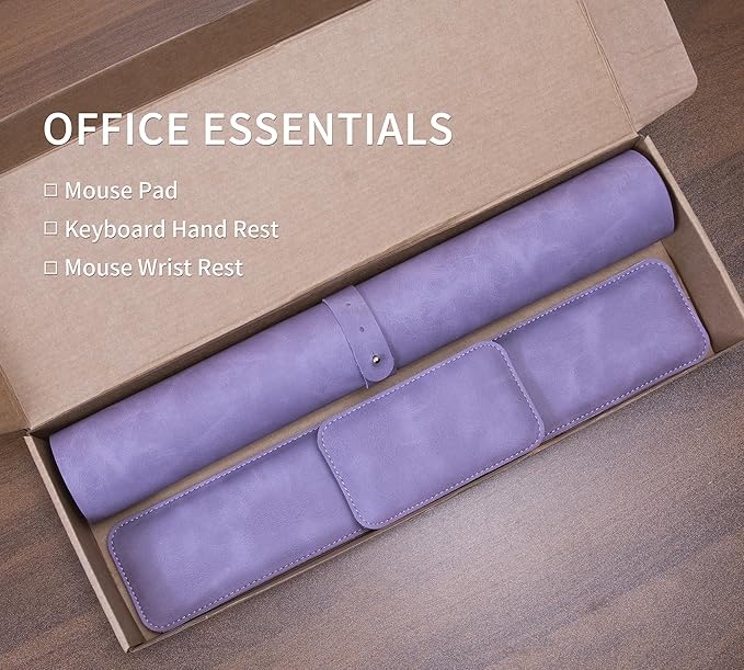 RENMTURE Large Mouse Pad and Keyboard Wrist Rest Desk Pad for Keyboard and Mouse Large Gaming Mouse Pad with Wrist Support Desk Mat for Work and Gaming (Purple)