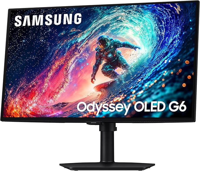Samsung 27 Odyssey OLED G6 (G61SH) Gaming Monitor - QD-OLED QHD (1440P) 240Hz 0.03ms Glare-Free Pantone Validated HDR10 Height-adjustable stand OLED Safeguard 3 Year Warranty LS27HG612SNXZA