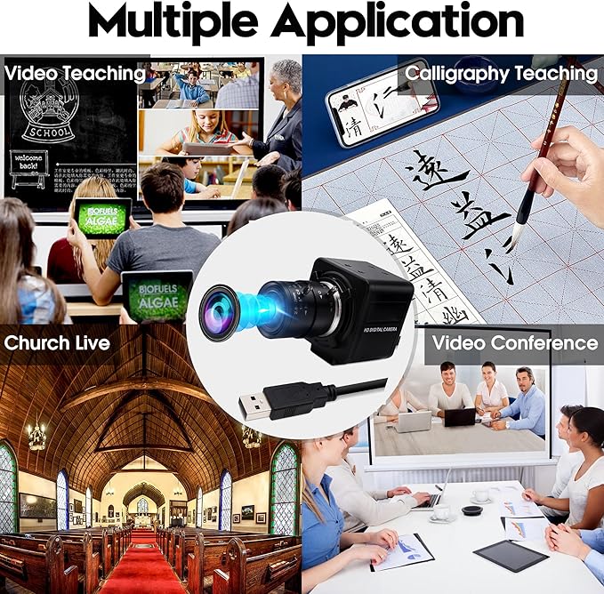 USB Camera 1080P High Speed 260fps 5-50mm 10X Optical Zoom Lens 2MP USB Webcam Manual Close up Zoom in and OutUVC Computer Comference Golf Swing Camera for Raspberry Pi Windows Mac